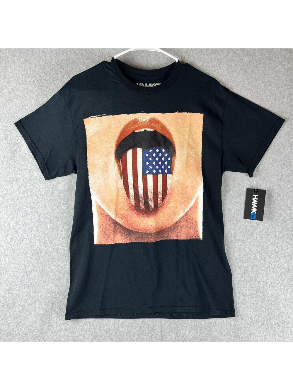 Tony Hawk T Shirt Mens Size M American Flag July 4th Graphic Short Sleeve Black